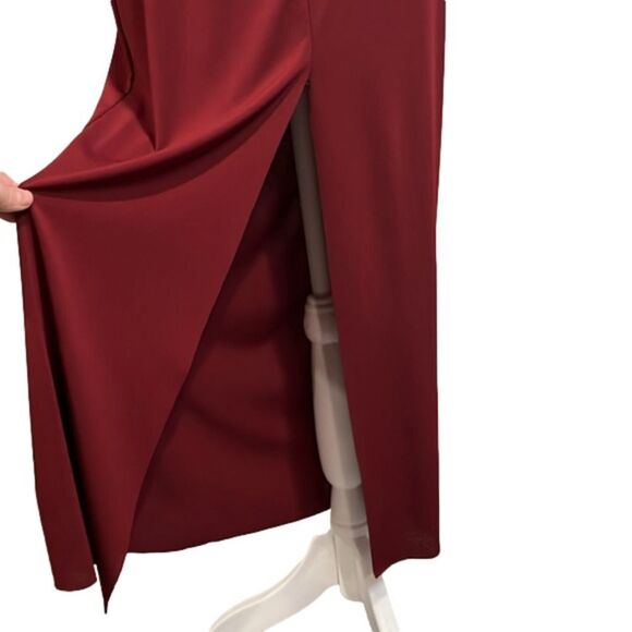 LUSH NWT high front slit slip dress burgundy - small - Picture 3 of 9